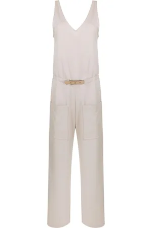 Gloria Coelho Belted-waist sleeveless jumpsuit