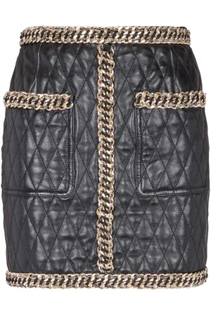 Balmain Quilted leather miniskirt