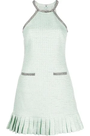 Self-Portrait Crystal-embellished bouclé minidress