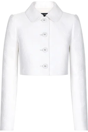 Dolce & Gabbana Monogram-jacquard button-down cropped jacket
