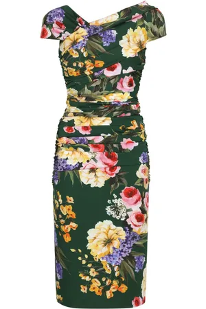 Dolce & Gabbana Floral-print ruched midi dress