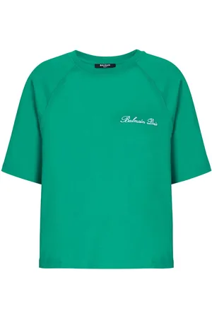 Balmain Signature-embroidered cropped T-shirt