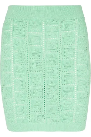 Balmain Pointelle-knit monogram miniskirt