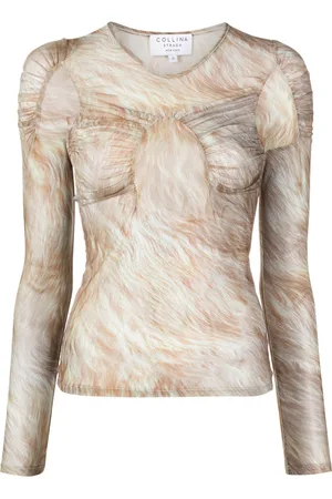 Collina Strada Arc blonde fur-print mesh top