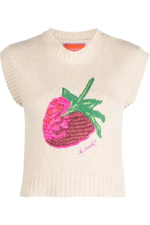 La DoubleJ Lampone embroidered knitted vest