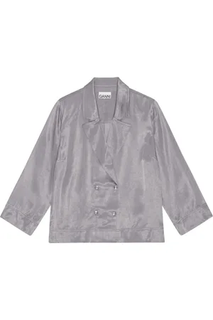 Ganni Double-breasted satin blazer