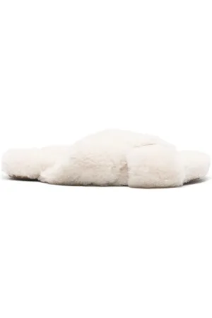 YVES SALOMON Crossover-strap shearling slippers