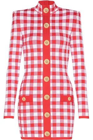 Balmain Gingham knitted minidress