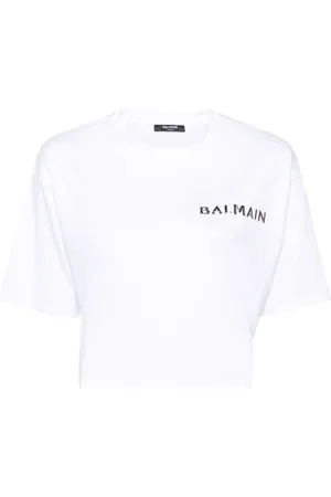 Balmain Logo-appliqué cropped T-shirt
