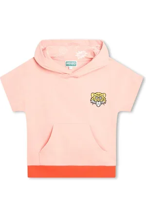 Kenzo Tiger Head-embroidered short-sleeve hoodie