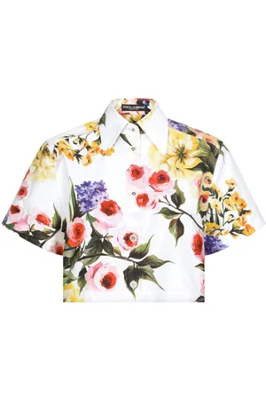Dolce & Gabbana Floral-print cotton cropped shirt