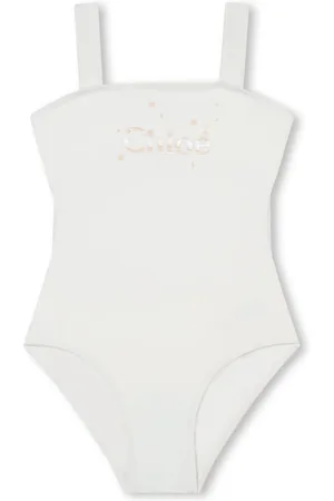 Chloé Metallic logo-print swimsuit