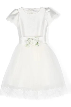 MONNALISA Floral-appliqué short-sleeved dress