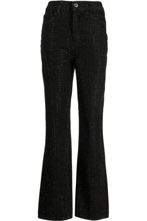 Self-Portrait Mid-rise embellished flared jeans