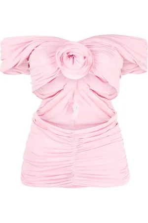 MAGDA BUTRYM Rose-appliqué ruched top