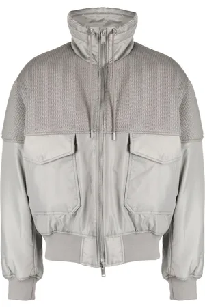 FIVE CM Logo-appliqué knitted-panel bomber jacket