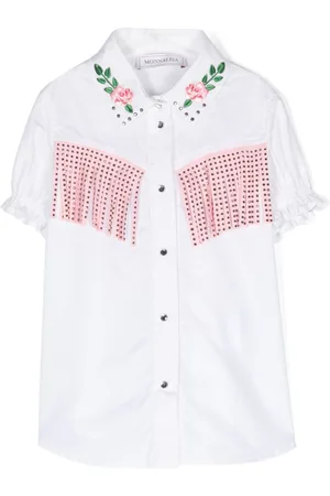 MONNALISA Fringed cotton shirt