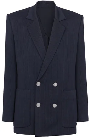Balmain Monogram-pattern double-breasted blazer