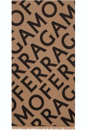 Salvatore Ferragamo Logo intarsia-knit fringed scarf