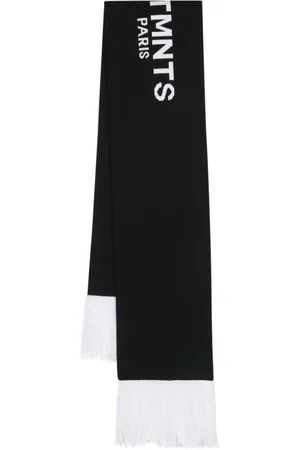 VTMNTS Intarsia-knit logo frayed scarf