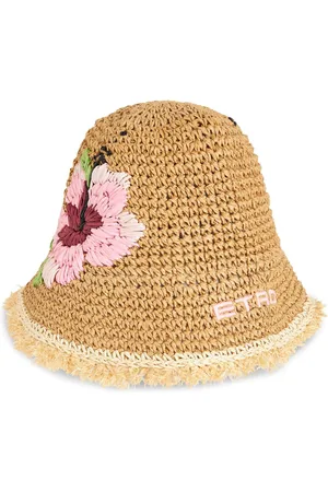 Etro Floral-embroidered raffia bucket hat