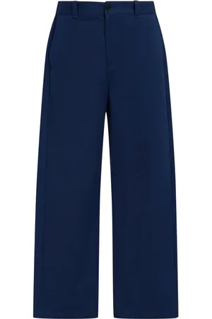 Marni Logo-waistband straight-leg cotton trousers
