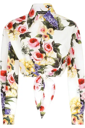 Dolce & Gabbana Floral-print cotton cropped shirt