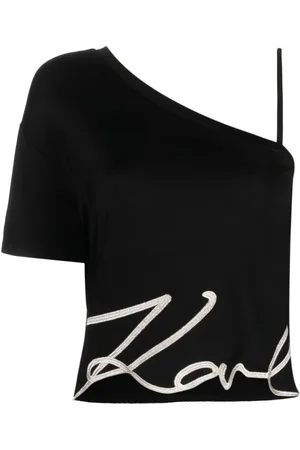 Karl Lagerfeld Logo-print one-shoulder top