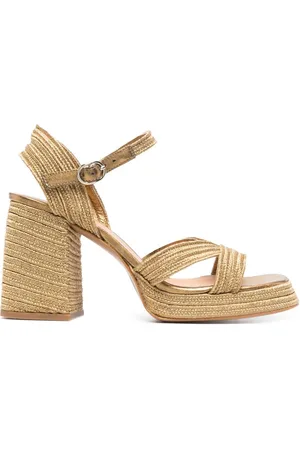 Castaner Interwoven metallic slingback sandals