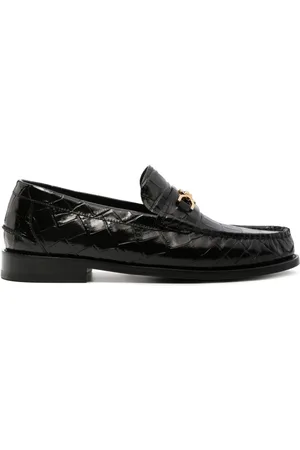 VERSACE Medusa crocodile-embossed leather loafers