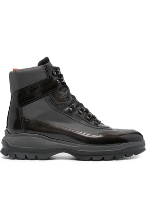 santoni Panelled-design lace-up hiking boots