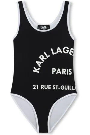 Karl Lagerfeld Logo-print contrasting-trim swimsuit