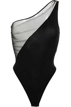 MAISON CLOSE One-shoulder mesh-panelled bodysuit