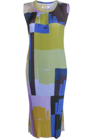 HENRIK VIBSKOV Pull geometric-print plissé dress