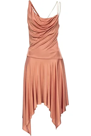 Pinko Asymmetric cowl-neck midi dress
