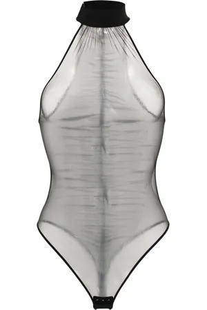 MAISON CLOSE Ruched sheer mesh bodysuit