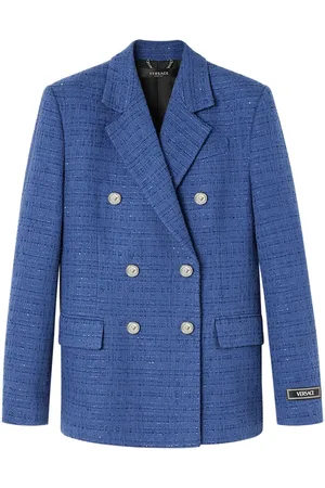 VERSACE Metallic-threading double-breasted blazer