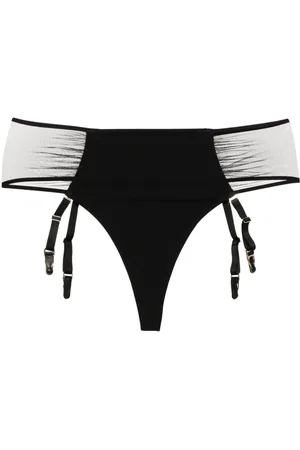 MAISON CLOSE Suspender-straps sheer-panels thong