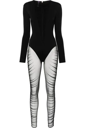 MAISON CLOSE Mesh-panelled illusion-neck catsuit