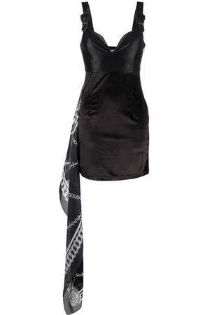 VERSACE Chain link-print scarf-detail minidress