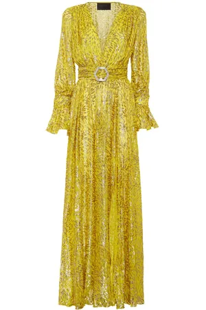 Philipp Plein Metallic-threading front-slit maxi dress