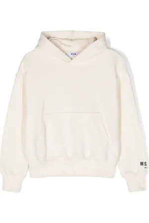Msgm Flocked-logo cotton hoodie