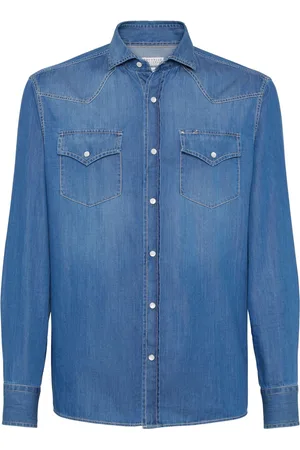 Brunello Cucinelli Denim press-stud fastening shirt