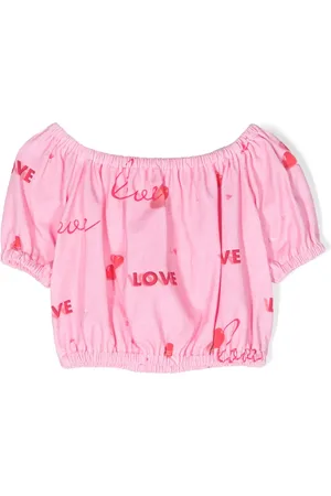 Lapin House Love-print stretch-cotton blouse