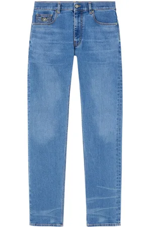 VERSACE Medusa Head-embellished mid-rise slim-fit jeans