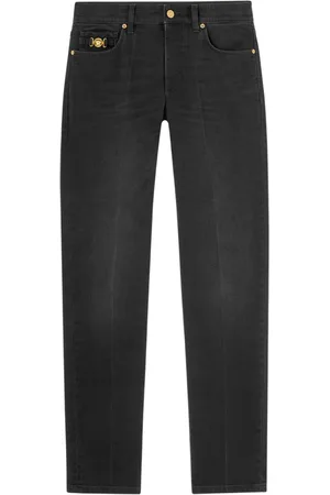 VERSACE Medusa Head-embellished mid-rise slim-fit jeans