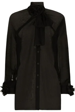 Dolce & Gabbana Floral-appliqué sheer shirt