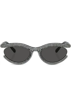Swarovski Pavé crystal-embellished oval-frame sunglasses
