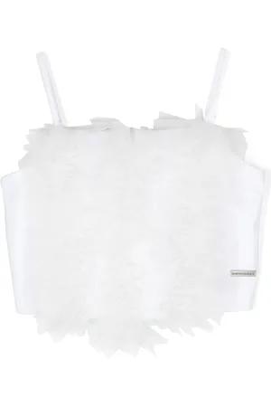 MONNALISA Tulle-trim cotton tank top