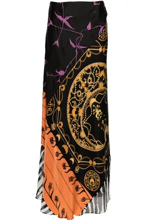Marine Serre Regenerated Scarves mix-print midi skirt